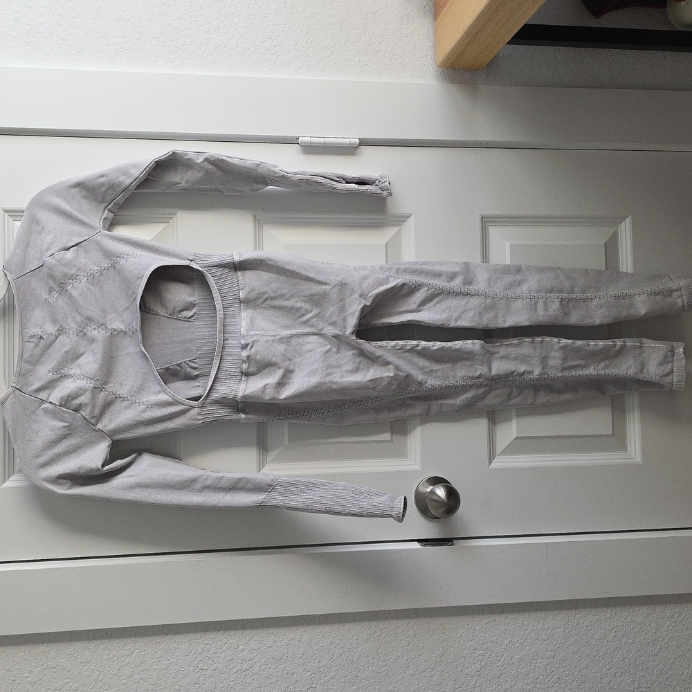 Free People Movement Good Karma Long Sleeve Onesie Ice Grey #103 - Picture 4 of 10